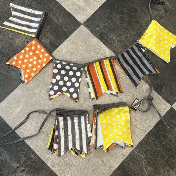 NWT - Halloween Black Orange White and Yellow Canvas Pennant Banner, Set of 2 - Picture 1 of 8
